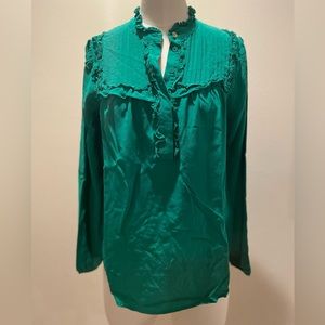 Jcrew blouse with ruffle neck and pin tuck yoke